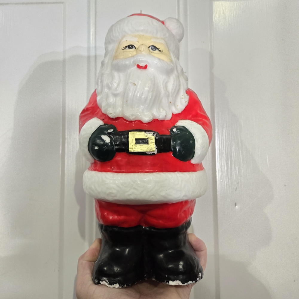 Festive Vintage Santa Claus Holiday Decoration Candle 12 Inch High